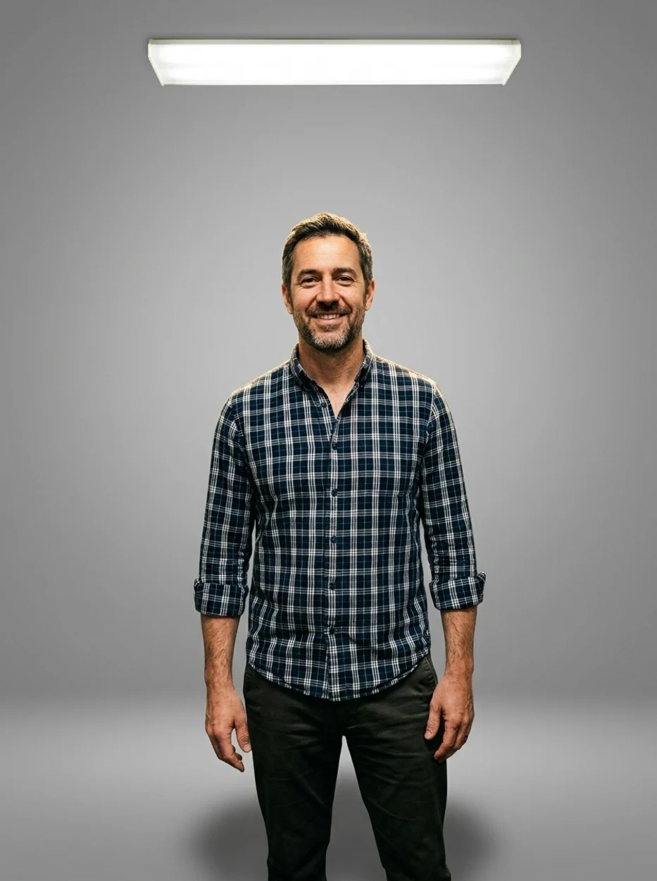Man on a clean studio backdrop