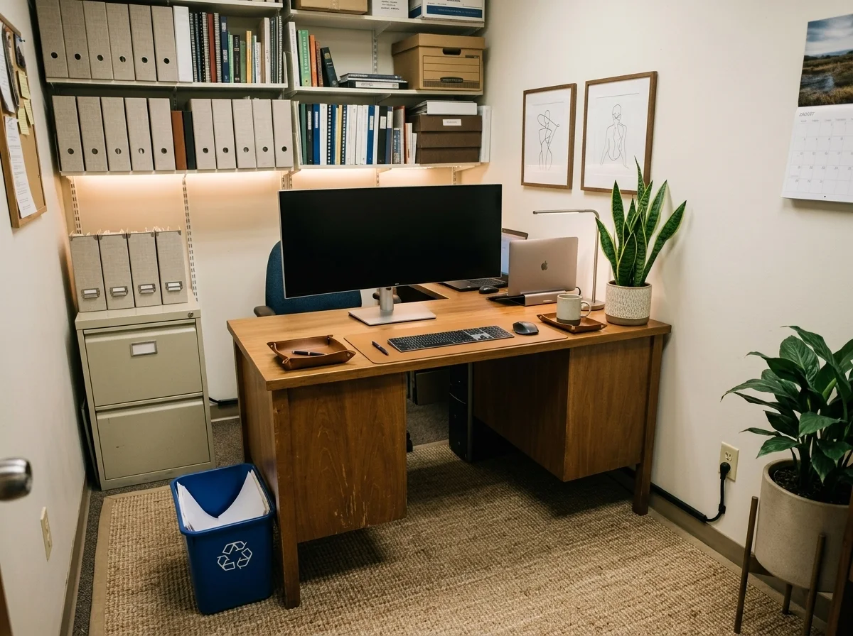 A tidy minimal office nook