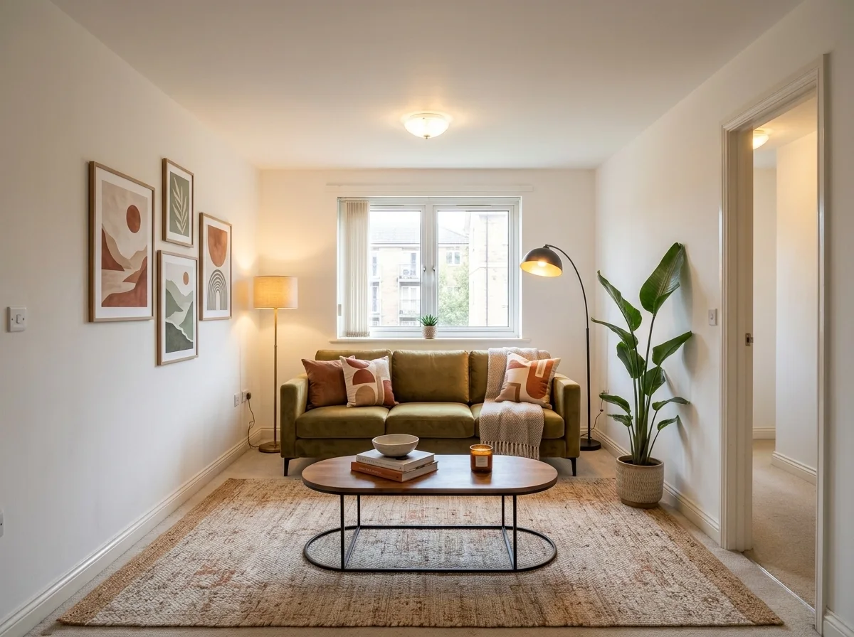 A furnished styled living room