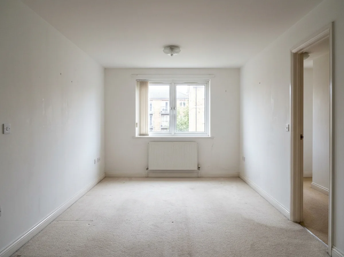 An empty bland living room