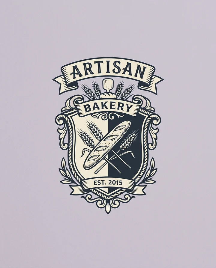 Artisan crest bakery logo example