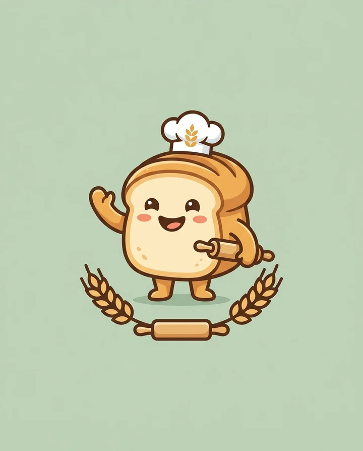 Cute mascot bakery logo example