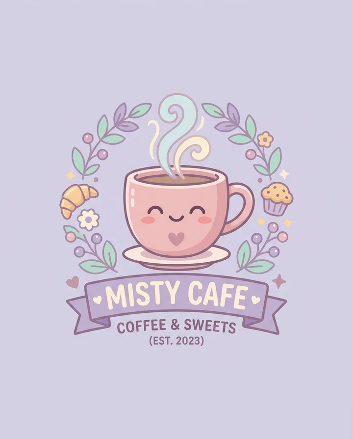 Pastel cute café logo example
