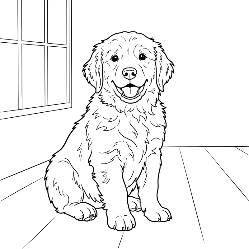 Puppy coloring page line art