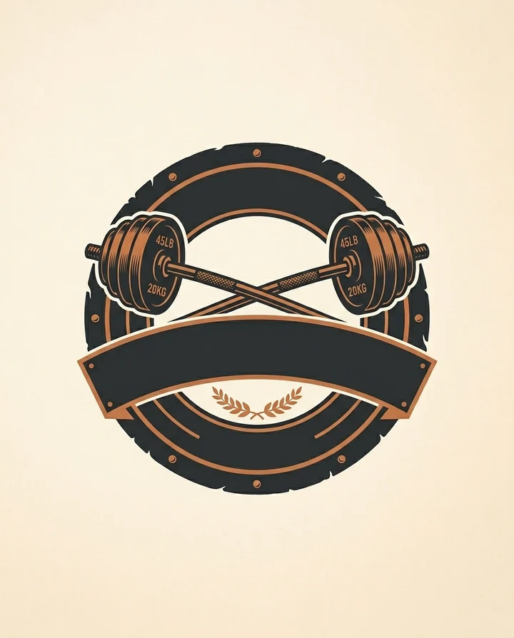 Barbell emblem gym logo example