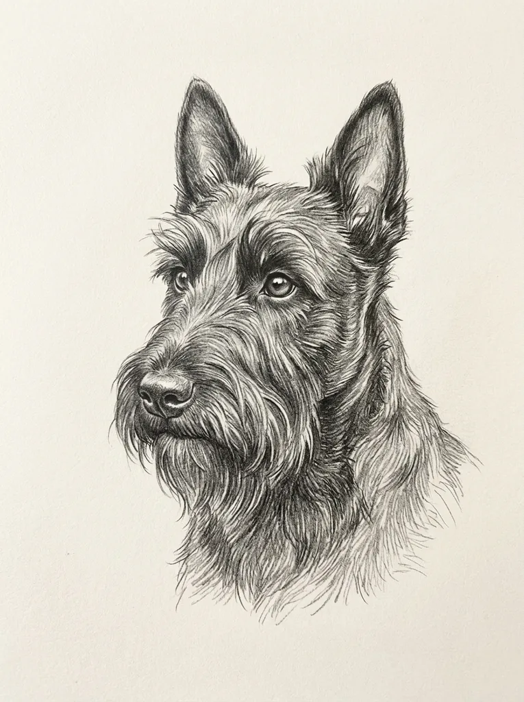 Pencil sketch AI pet portrait example