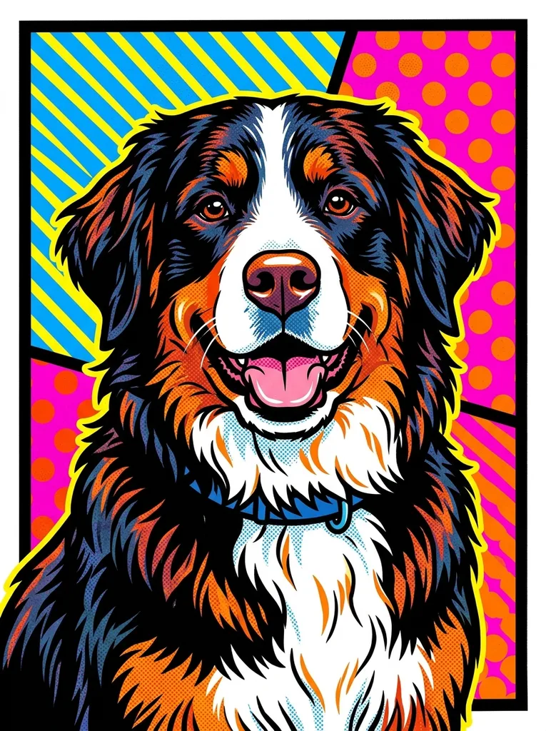 Pop-art AI pet portrait example