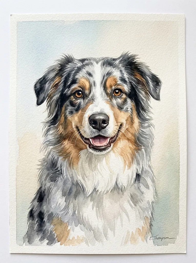 Watercolor AI pet portrait example