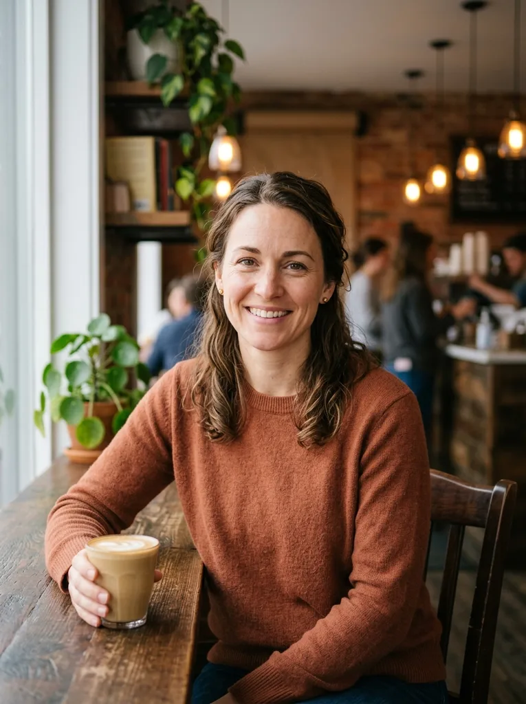 Warm cafe AI profile picture example