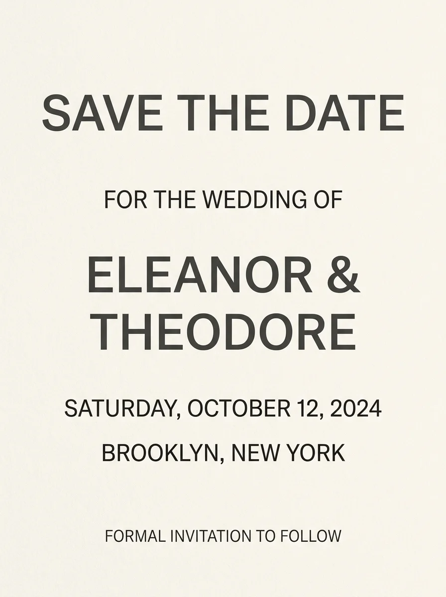 Minimal type save the date example