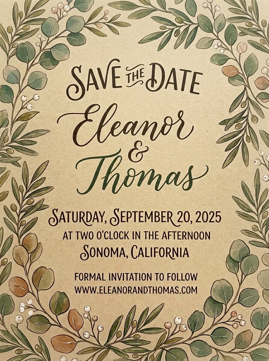 Rustic save the date example