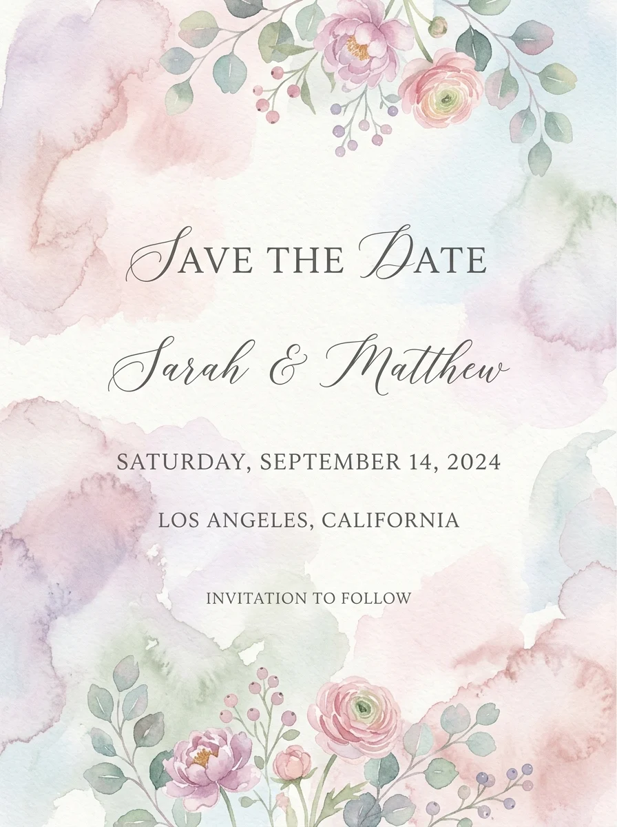 Watercolor save the date example