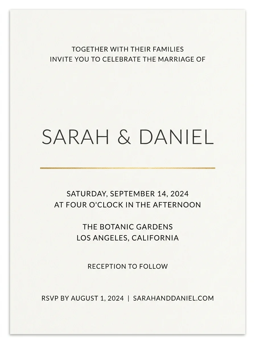 Modern minimal wedding invitation example