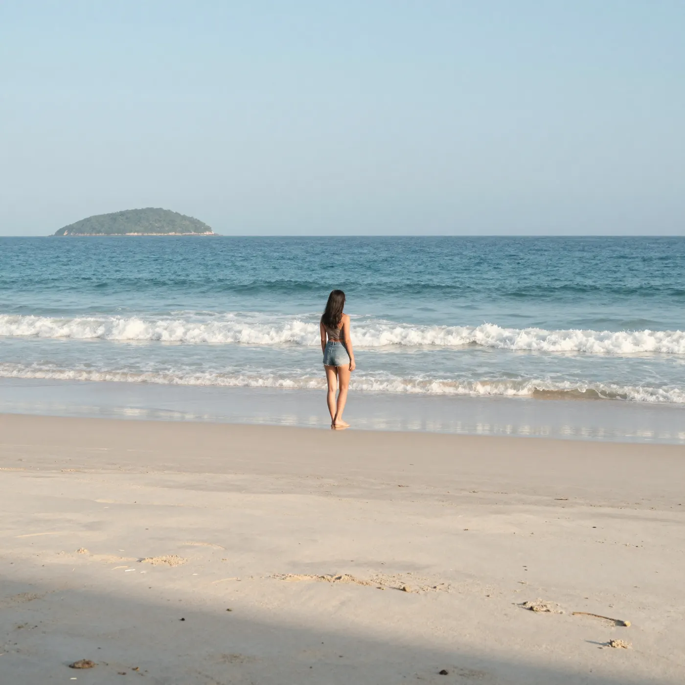 Square crop of a beach scene