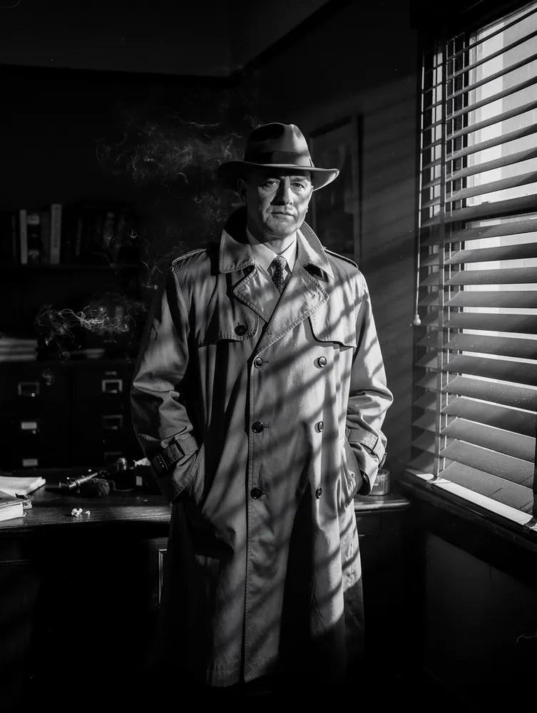 Film noir detective shot