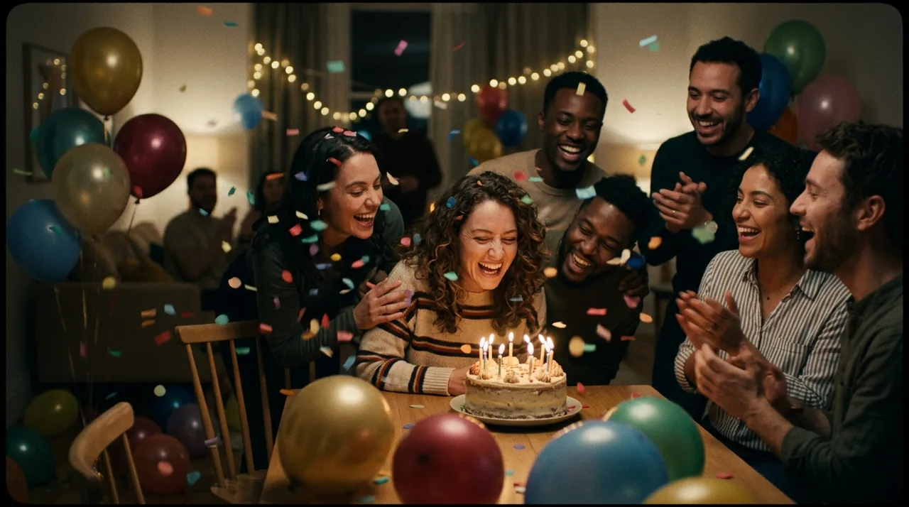 Birthday photo with cake for AI birthday video generator